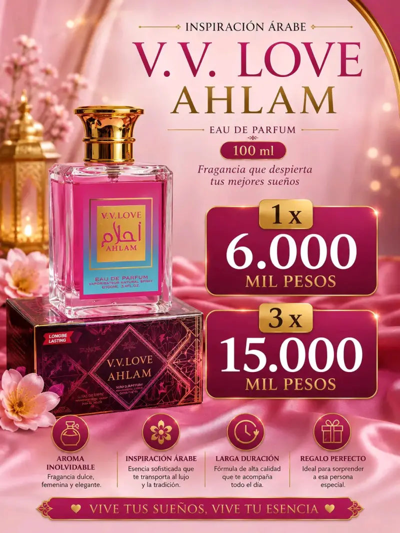 Perfume V.V. Love Ahlam 100ml Inspiración Árabe