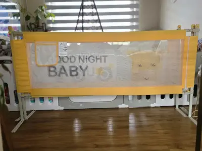Baranda de seguridad para cama de bebé amarilla - miniatura 4