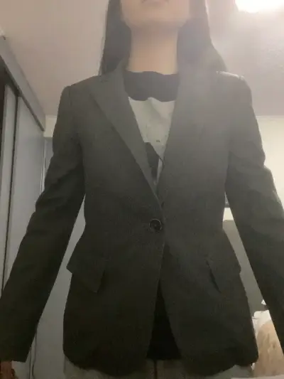 Blazer Zara Gris Talla 38 Entallado - miniatura 3