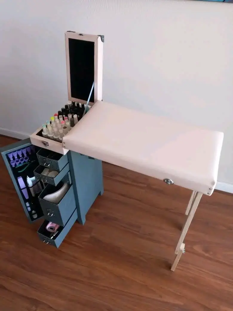 Mesa de manicura portátil plegable negra - 6