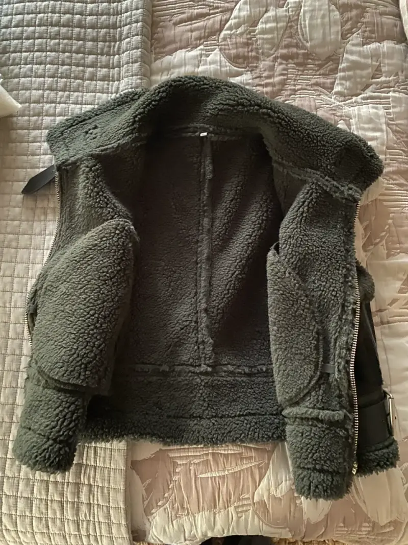 Chaleco de cuero sintético con forro de lana - 3