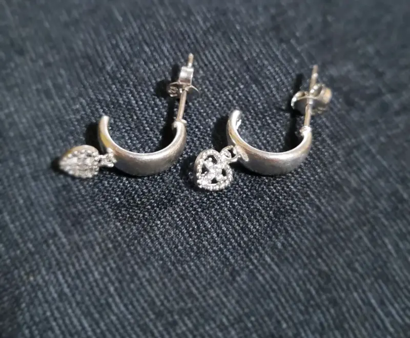 Aros de plata 925 con diseño de corazón - 2