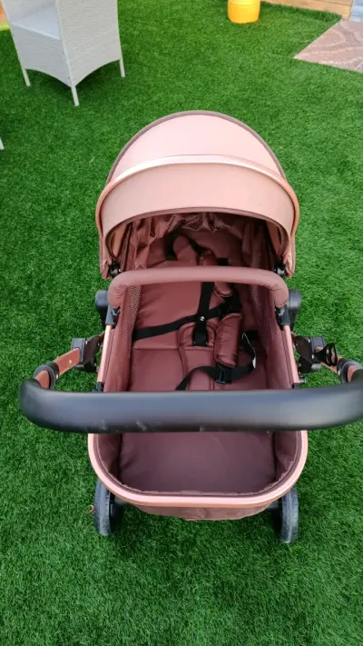 Coche de bebé plegable color dorado/rosa - miniatura 3