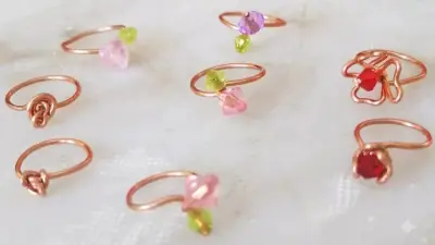 Anillos de Cobre con cuentas de colores - miniatura 1