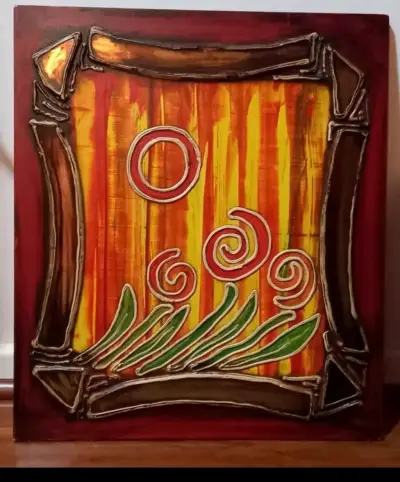 Cuadro decorativo abstracto en tonos cálidos - miniatura 2