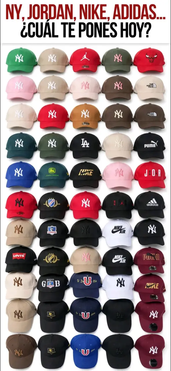 Gorras deportivas de varias marcas y colores