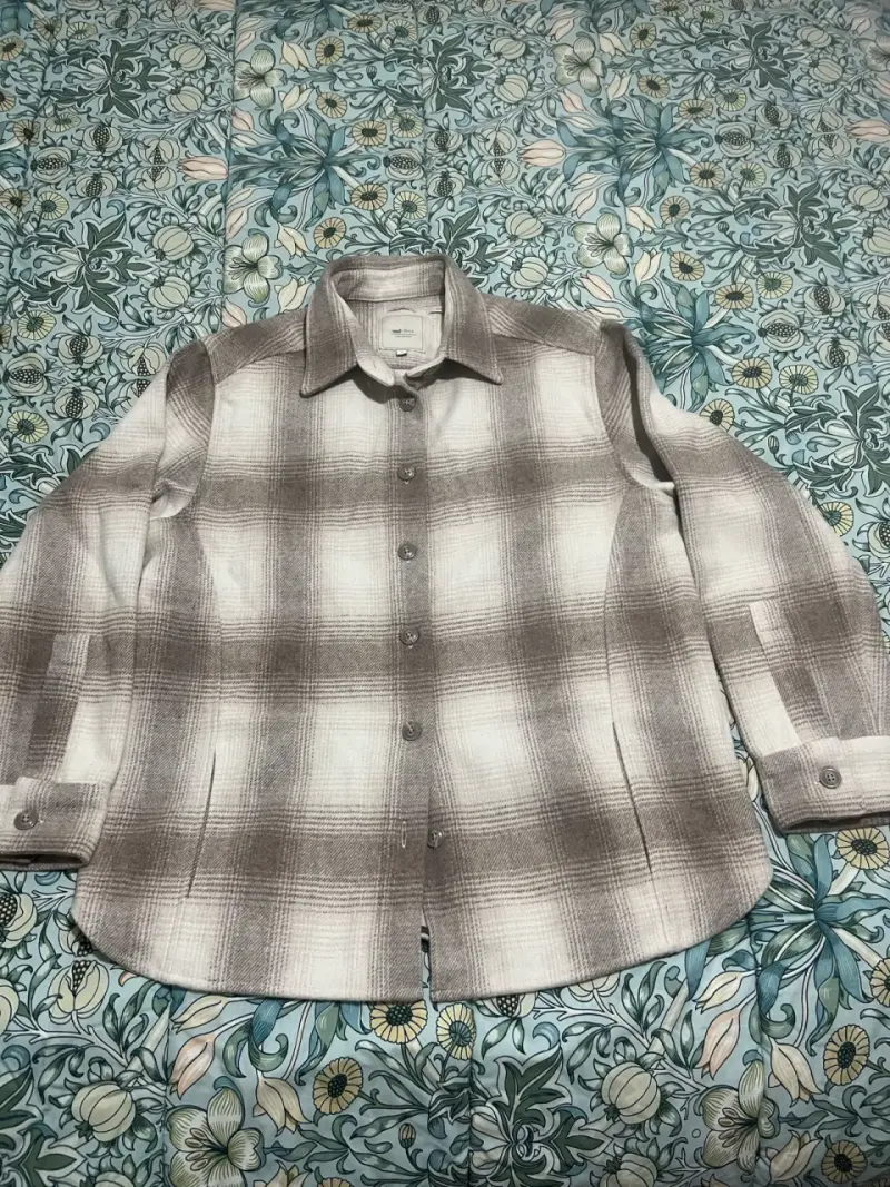 Chaquta de franela a cuadros para mujer