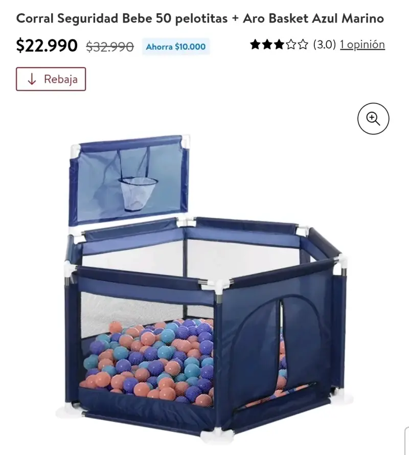 Corral de Juegos para Bebé con Pelotas y Aro Azul - 4