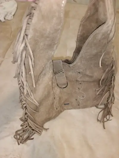Bolso de gamuza con flecos beige Ghost - miniatura 2