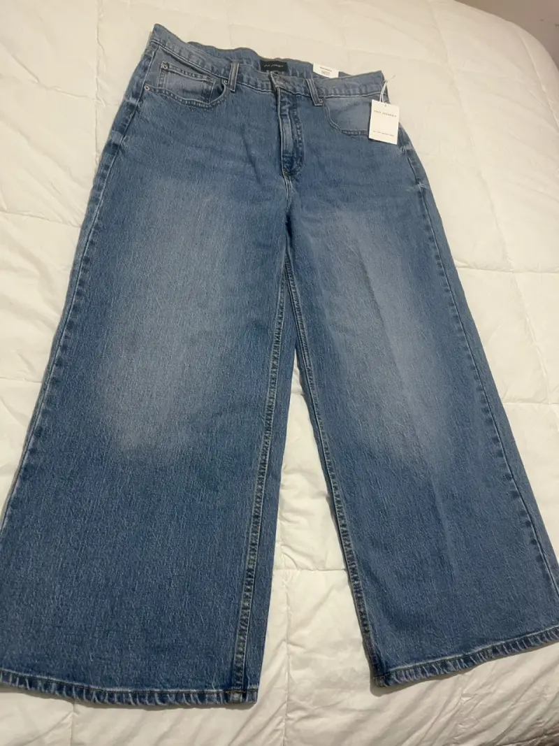 Jeans anchos de mezclilla azul para mujer