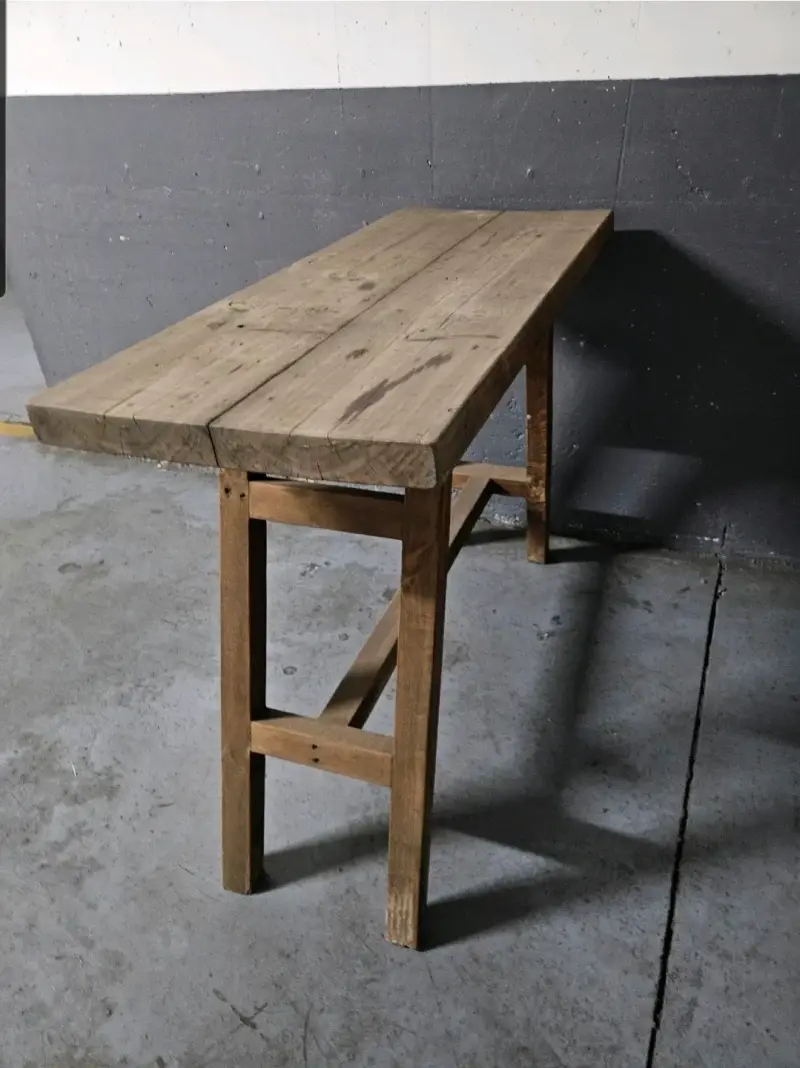 Mesa de madera nativa rústica para terraza o patio - 1