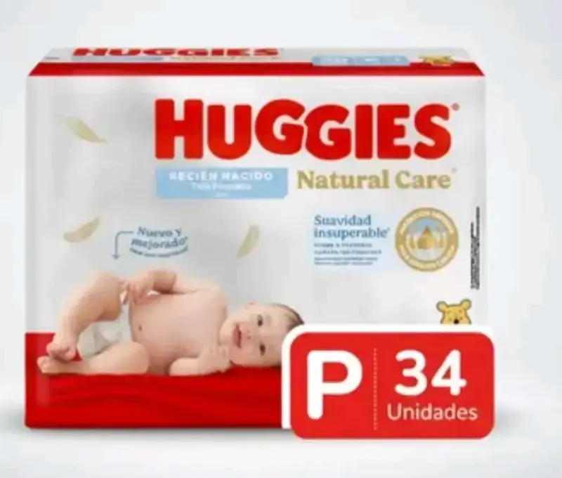 Pañales Huggies Natural Care P 34 unidades