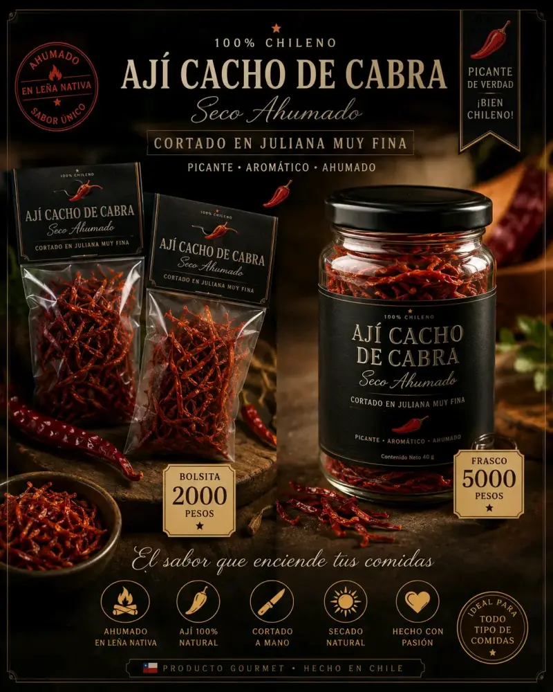 Ají Cacho de Cabra Seco Ahumado Chileno
