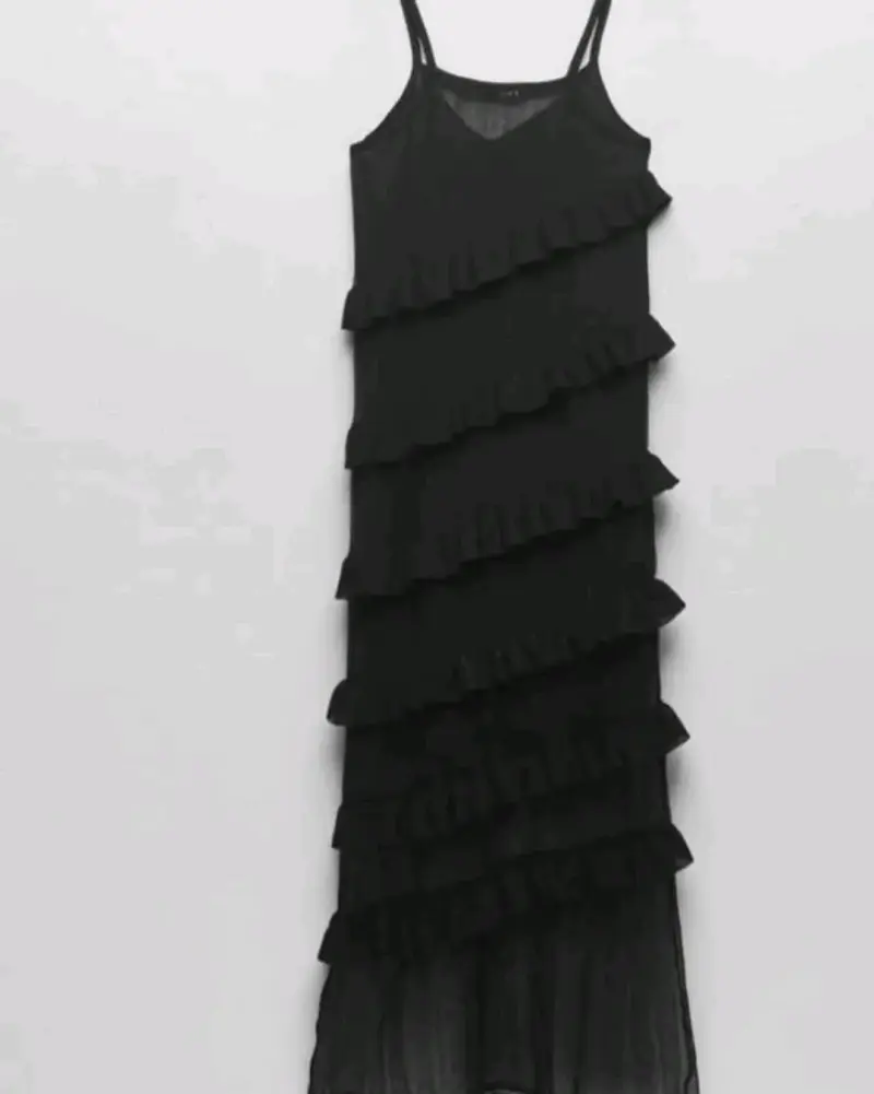 Vestido Zara negro con volantes para mujer - 2