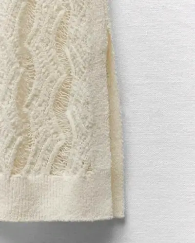 Tunica Zara de encaje punto sin mangas beige - miniatura 3