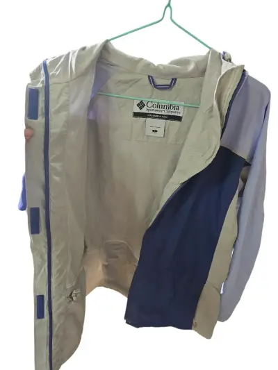 Chaqueta impermeable Columbia azul y beige - miniatura 3