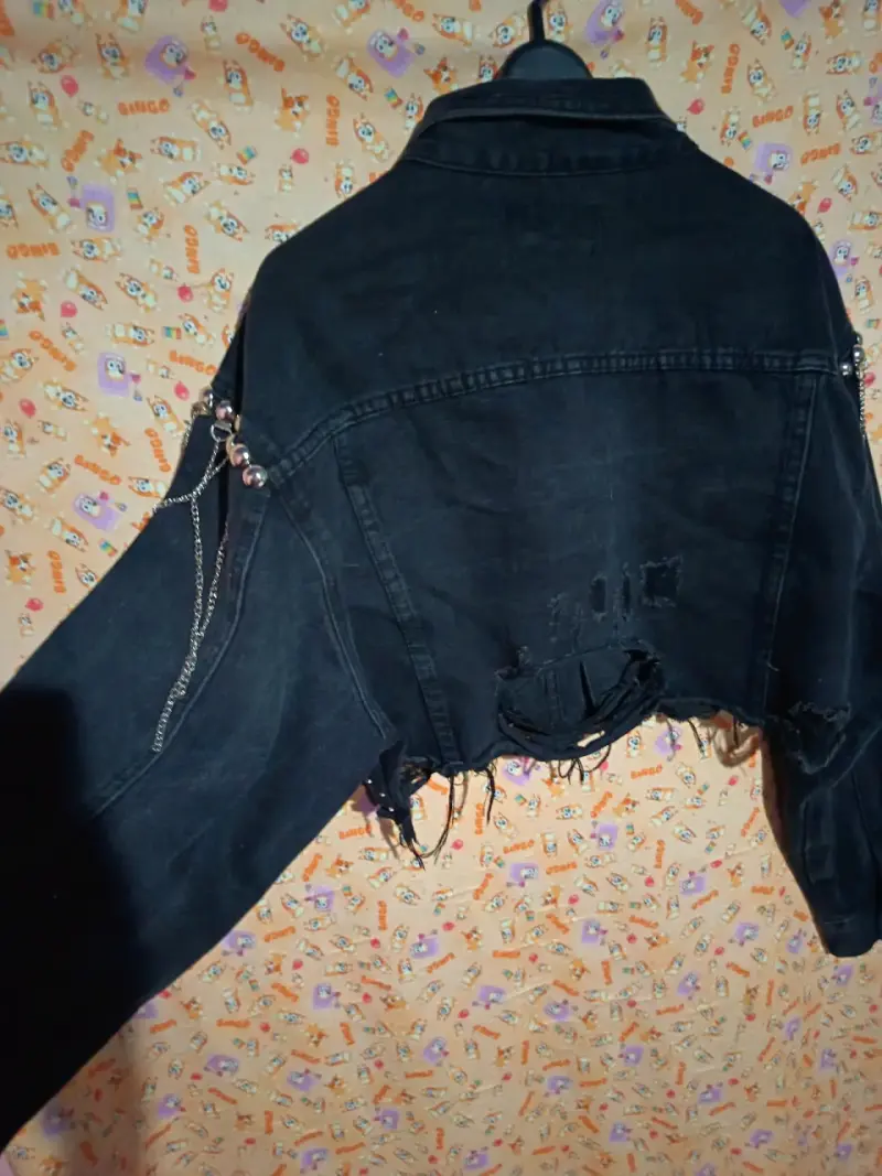 Chaqueta de mezclilla negra con tachuelas Rohling - 3