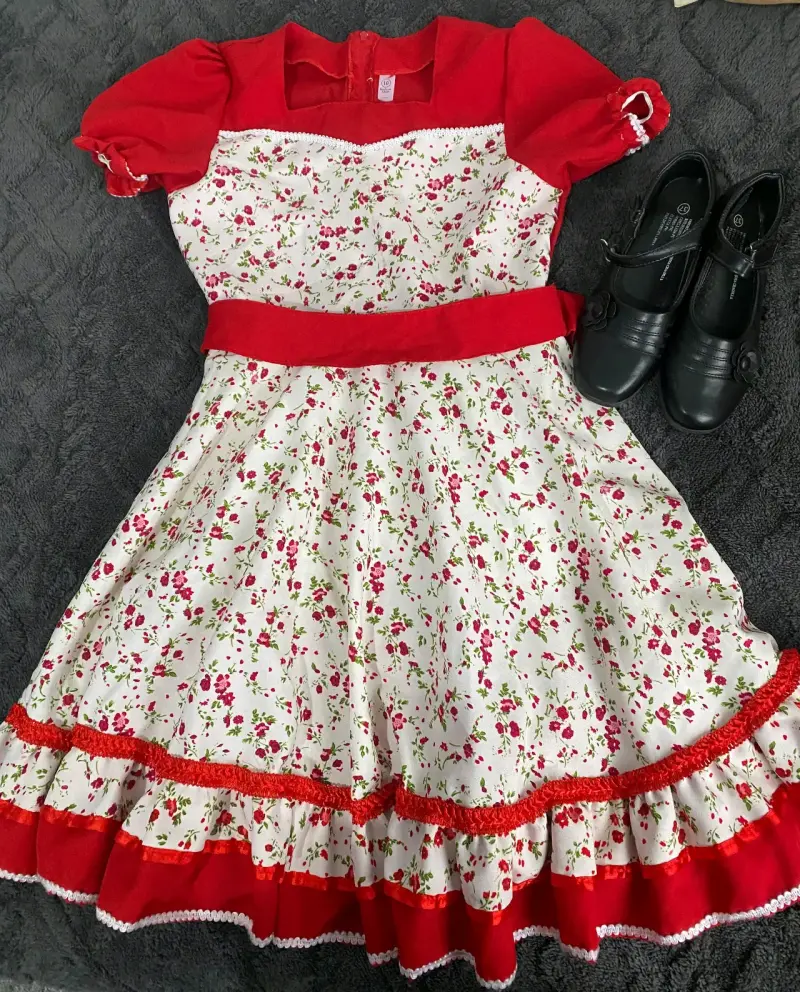 Conjunto Completo Vestido Infantil con Zapatos - 1