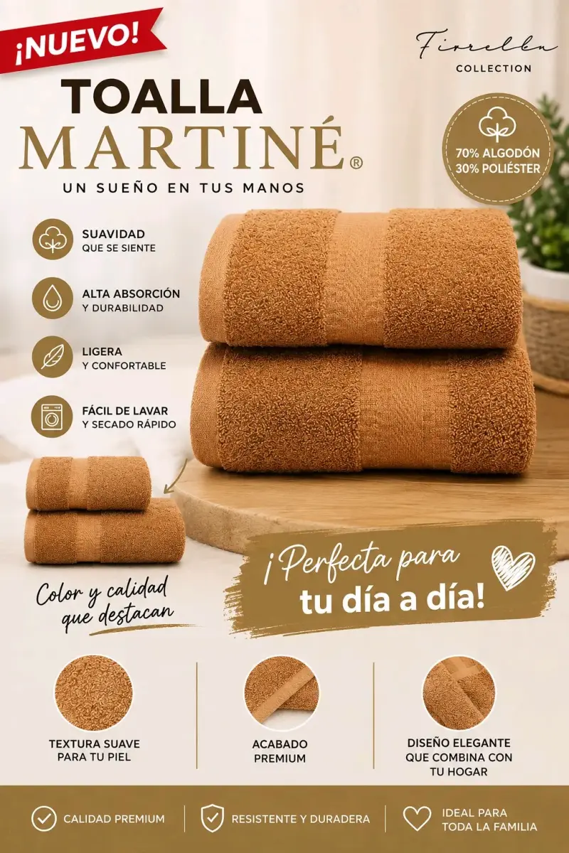 Toalla Martine color terracota suave y absorbente