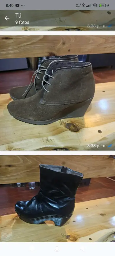 Botines de cuero negro con taco alto - miniatura 3