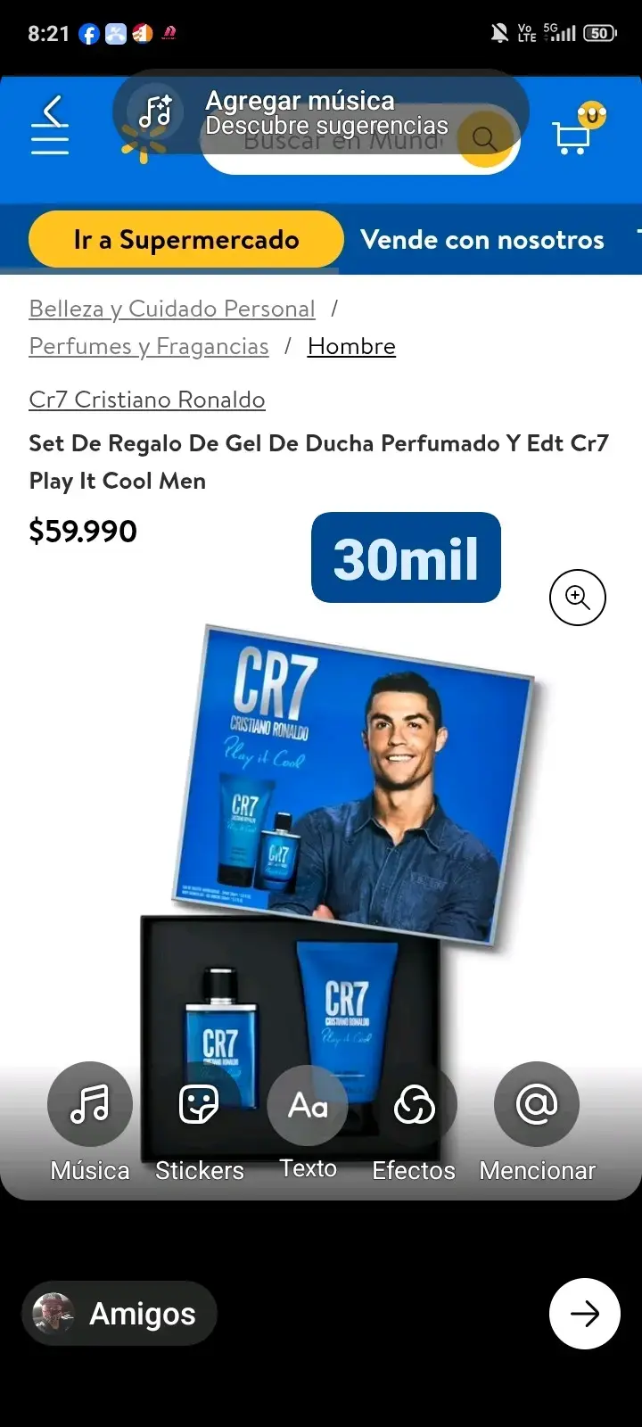 Set de Regalo CR7 Gel de Ducha y Perfume para Hombre
