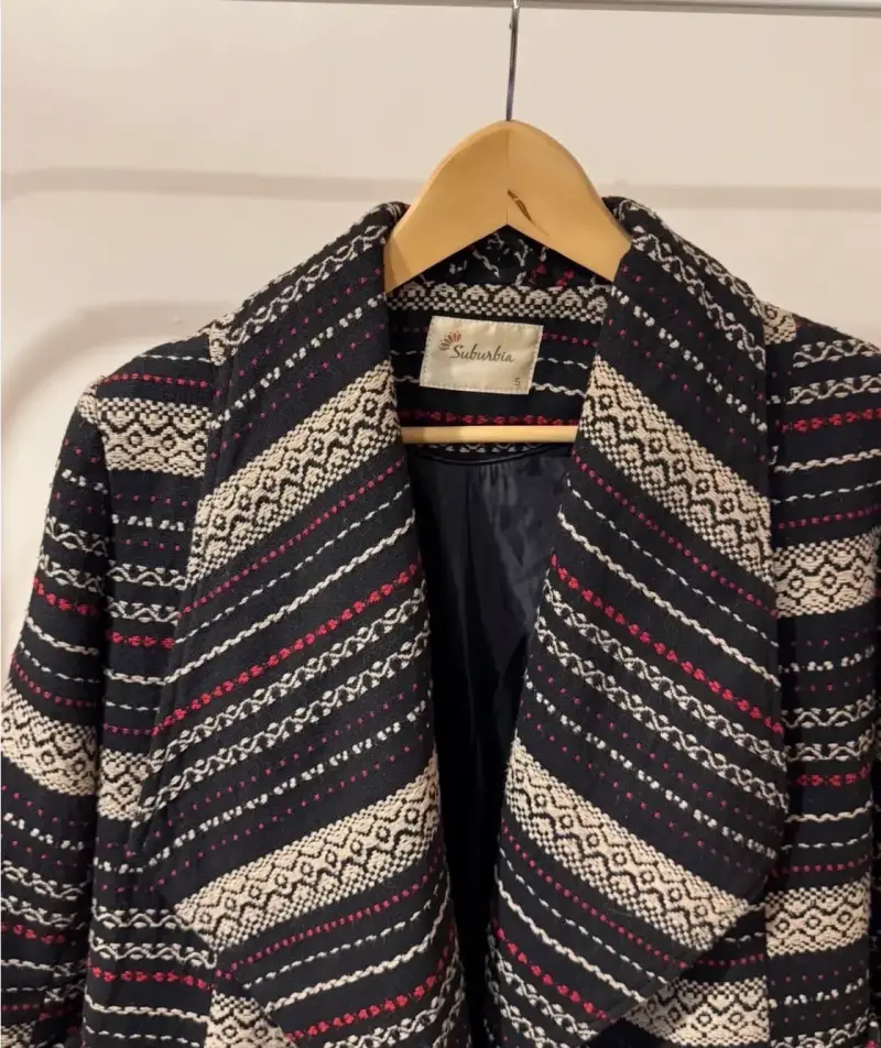 Abrigo de lana con diseño étnico para mujer - 2