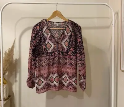 Blusa bohemia estampada de mujer - miniatura 1