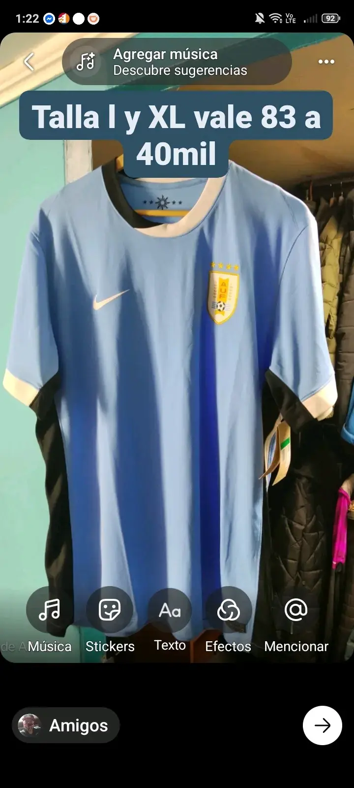 Camiseta de fútbol Uruguay Nike azul