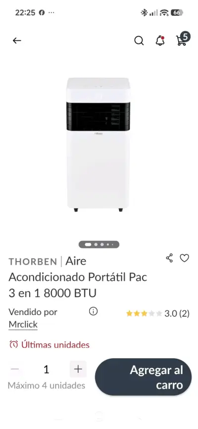 Aire Acondicionado Portátil Thorben 8000 BTU - miniatura 1