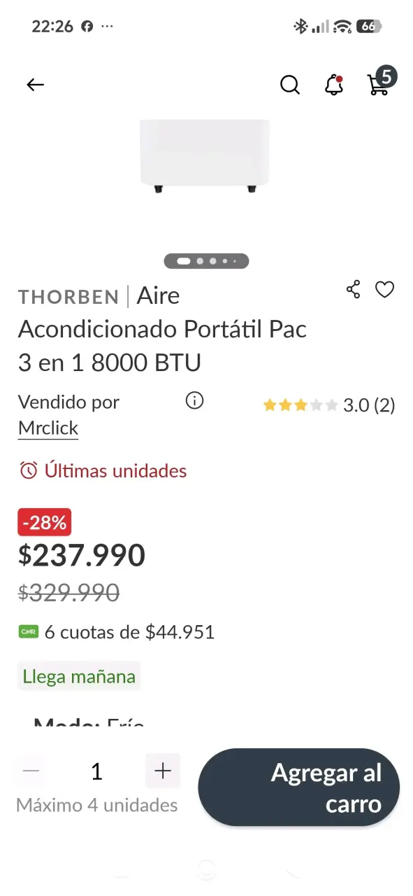 Aire Acondicionado Portátil Thorben 8000 BTU - 2