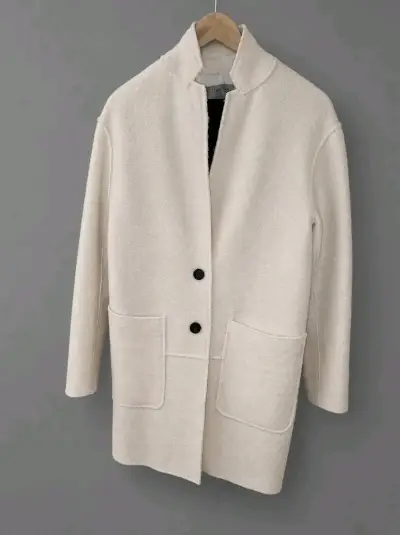 Abrigo Zara Basic blanco elegante - miniatura 1