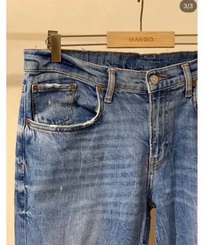 Jeans desgastados azul claro Zara  para mujer - miniatura 3