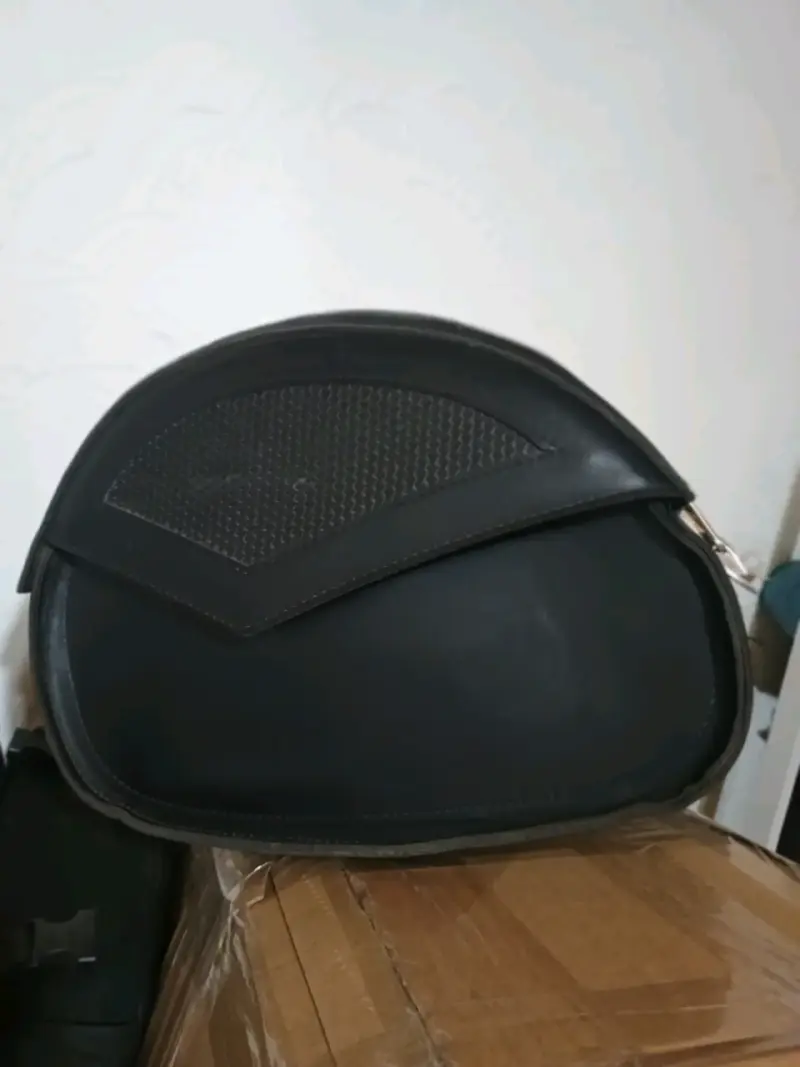 Alforjas de cuero negro para motocicleta - 3