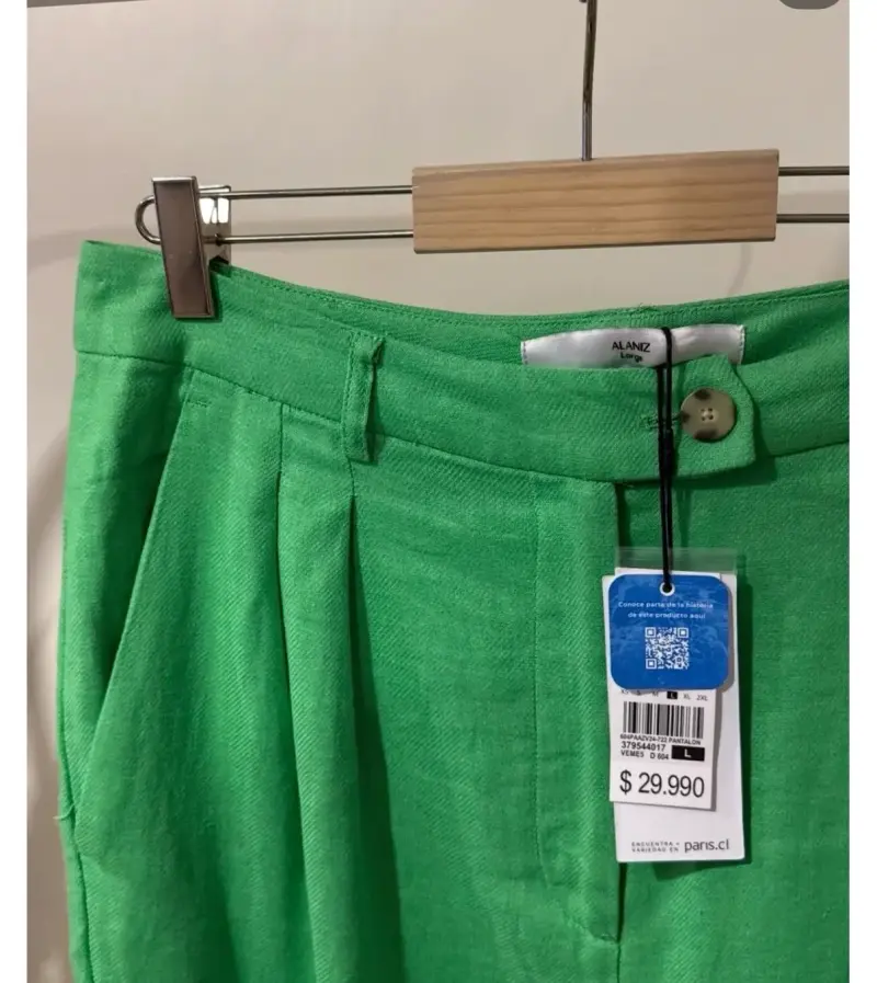 Pantalones verdes de lino para mujer - 2