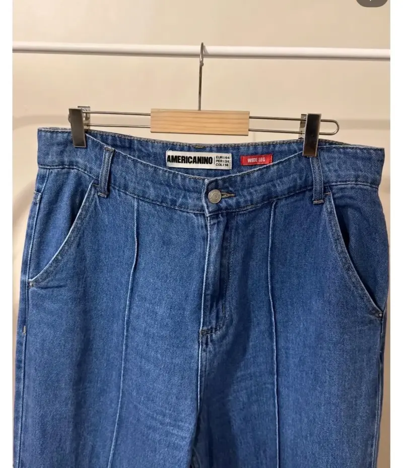 Jeans anchos de mezclilla azul Americano - 2