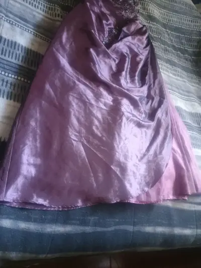 Vestido de fiesta largo morado con encaje - miniatura 5