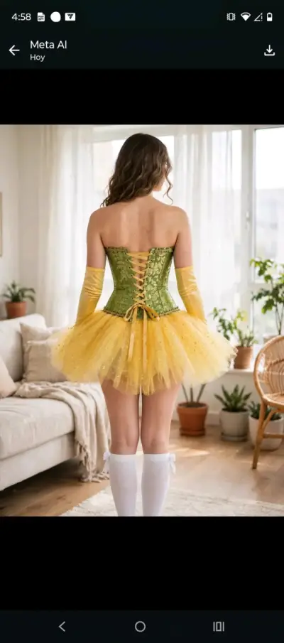 Disfraz de hada verde y amarillo con corsé - miniatura 2