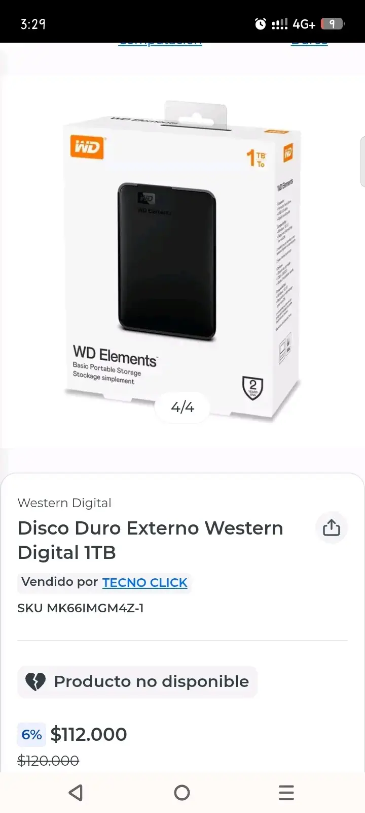 Disco Duro Externo WD Elements 1TB - 2
