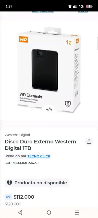 Disco Duro Externo WD Elements 1TB - miniatura 2