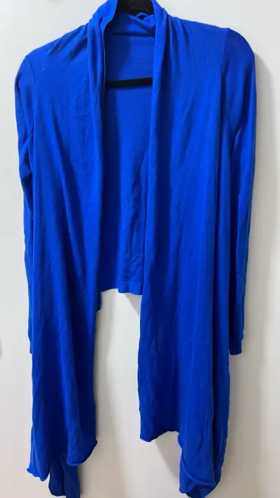 Cardigan azul de algodón y cashmere para mujer - miniatura 1