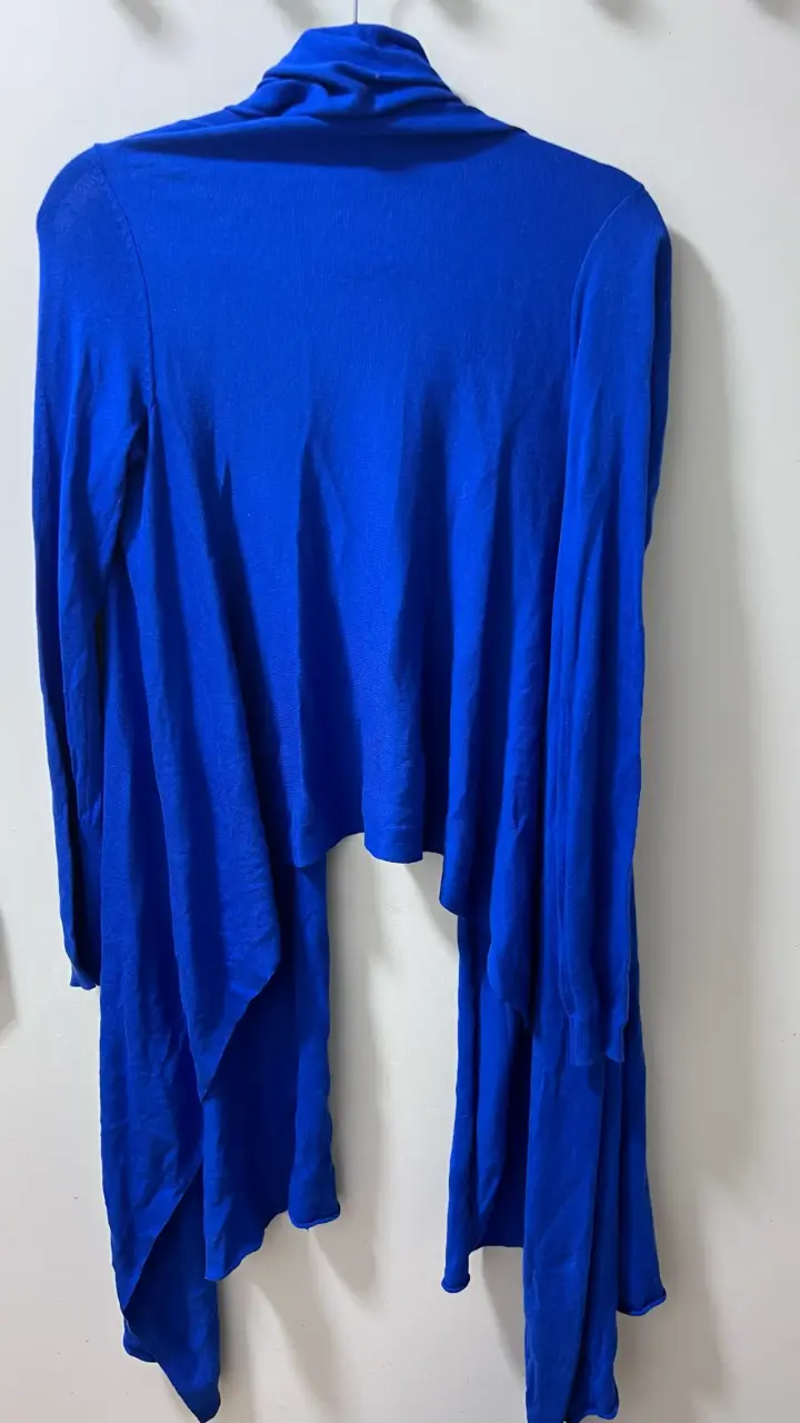 Cardigan azul de algodón y cashmere para mujer - 2