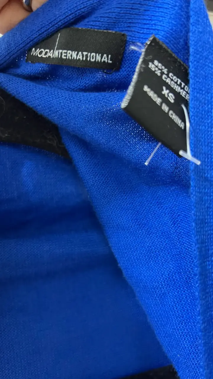 Cardigan azul de algodón y cashmere para mujer - 3