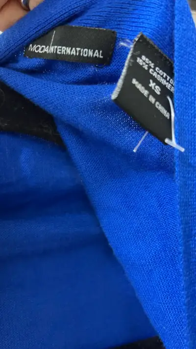 Cardigan azul de algodón y cashmere para mujer - miniatura 3