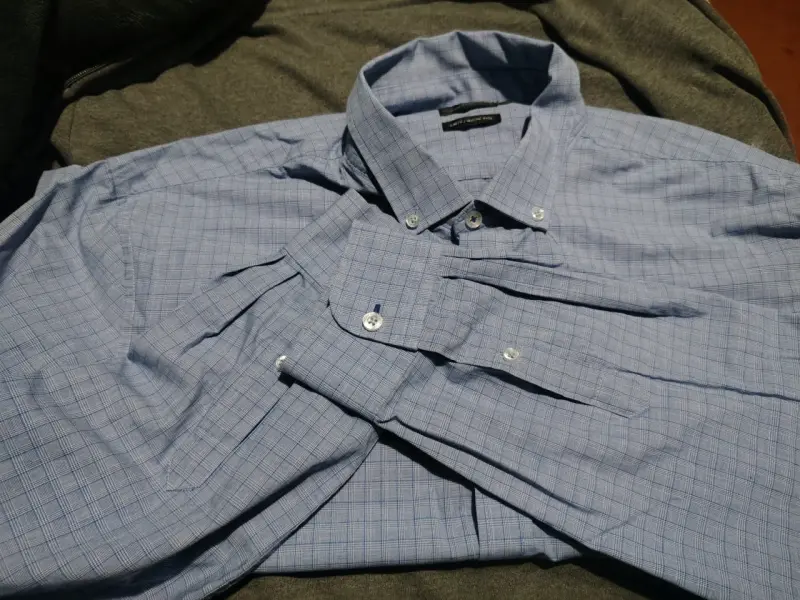 Camisa de vestir azul a cuadros para hombre