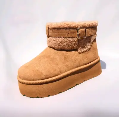 Pantubota de plataforma color camel con hebilla - miniatura 1