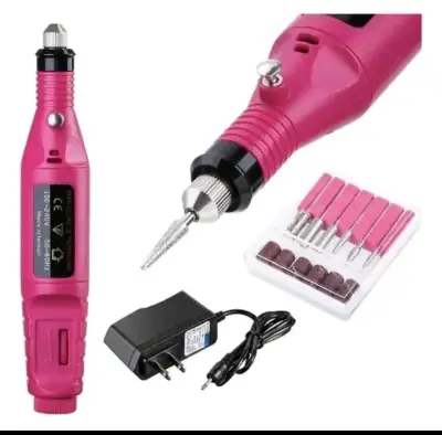 Torno Eléctrico para Uñas Rosa con Accesorios - miniatura 1