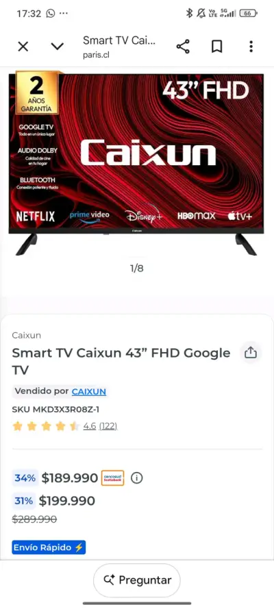 Smart TV Caixun 43 pulgadas Full HD con Google TV - miniatura 4