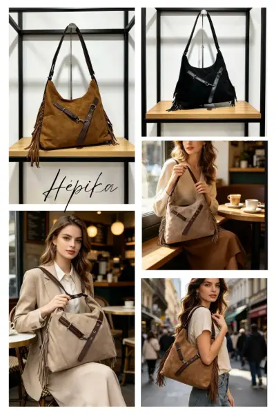 Bolso Cartera/mochila  con flecos estilo boho - miniatura 2