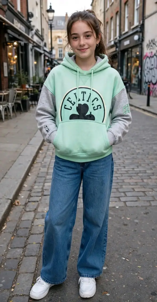 Polerón Celtics verde y gris para mujer