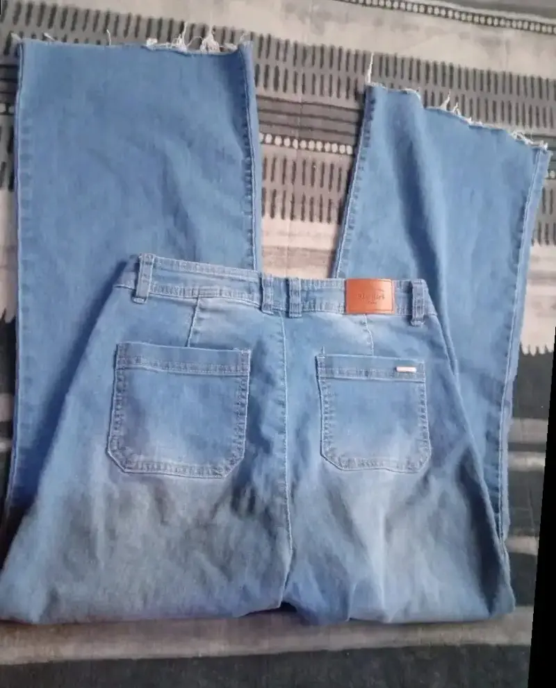 Jeans de mujer azul de pierna ancha - 6